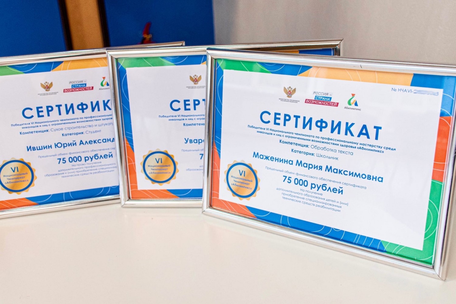 Призерам VI Национального чемпионата «Абилимпикс» вручили денежные сертификаты